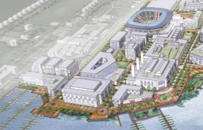 A rendering of the Buzzard Point Urban Design Framework. courtesy of Office of Planning Rendering of Buzzard Point courtesy of Office of Planning